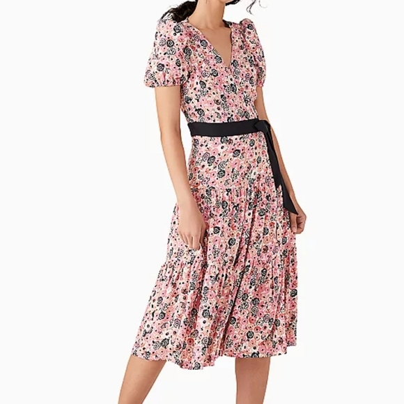 kate spade Dresses & Skirts - KATE SPADE Rosette Blooms Wrap Dress, Pink with black and white